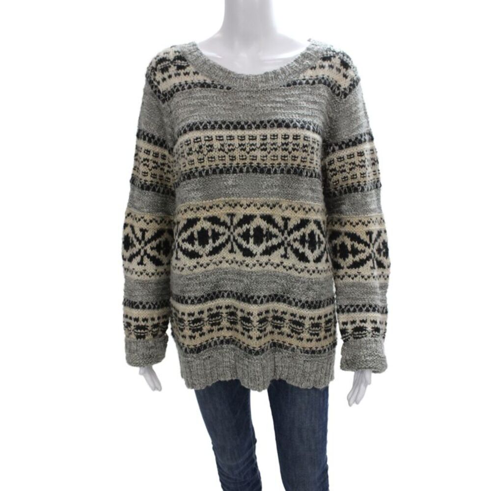 Denim & Supply By Ralph Lauren Women Fair Isle Pullover Sweater Gray Size XL